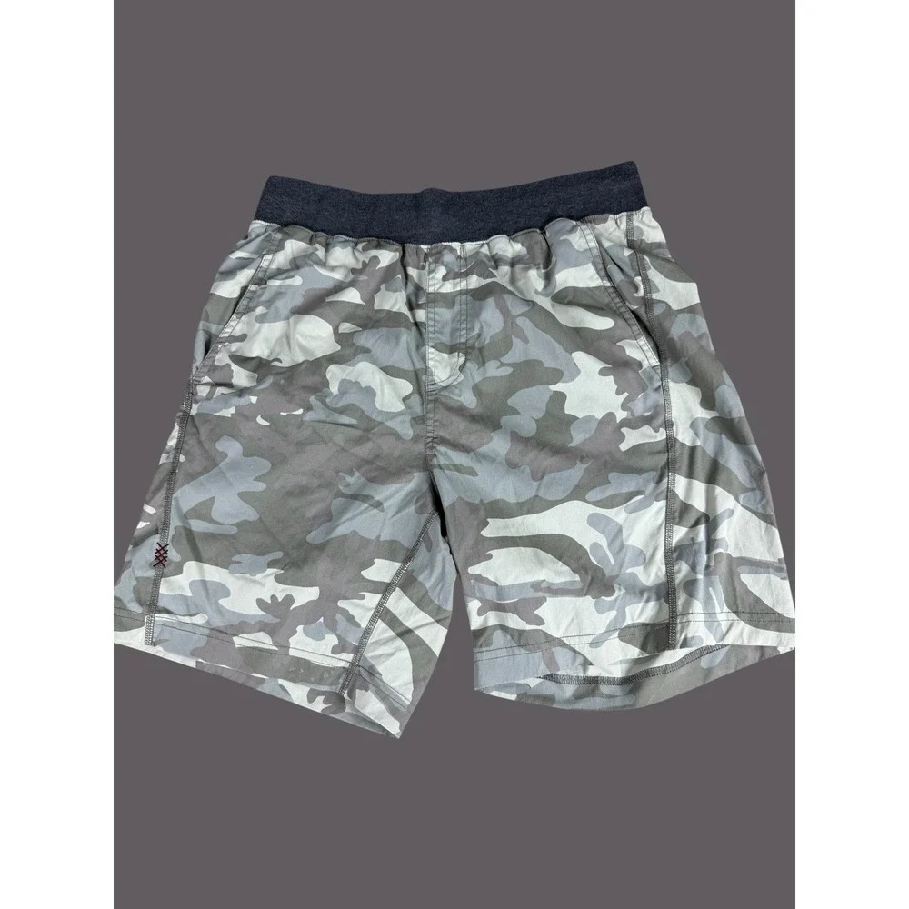 Rhone Athletic Shorts Mens Small Gray Camo Elastic Waist Performance 7in Inseam